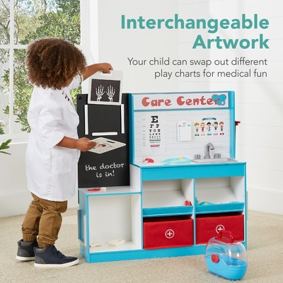 Kids Blue Wooden Doctor Playset with Accessories and Costume