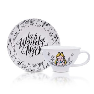 Silver Buffalo Disney Alice In Wonderland "World of My Own" Ceramic Teacup and Saucer Set - 1 of 4