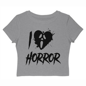 Rerun Island Women I Love Horror Face Black Short Sleeve Graphic Cotton Baby Tee - 1 of 4