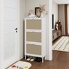 TIRAMISUBEST Farmhouse Shoe Cabinet - White Rattan, 3-Door Adjustable (23"W x 48"H) - 2 of 4