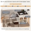 LOVSON 83.1" Expandable Kitchen Island with Sliding Dining Table for 2-6 People with Tempered Glass Doors and Electrical Outlets and Storage Space - 3 of 4