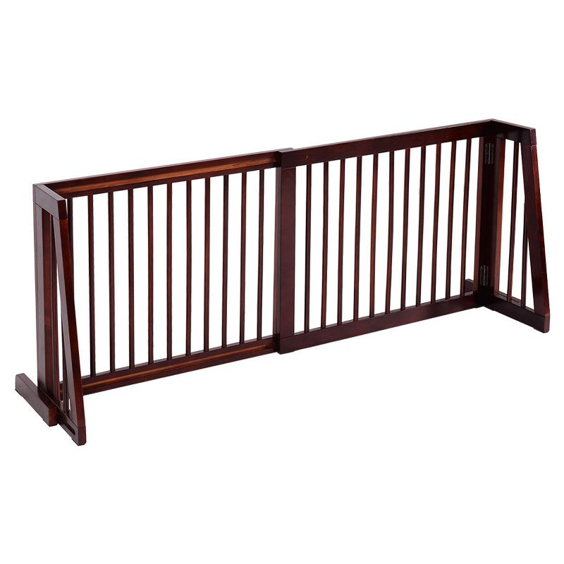 Costway Folding Adjustable 3 Panel Wood Pet Dog Slide Gate Safety Fence, 5 of 8