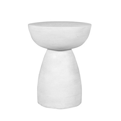 HomeRoots 22" White Distressed Solid Wood Round End Table