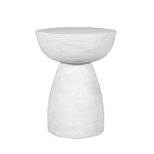 HomeRoots 22" White Distressed Solid Wood Round End Table - 1 of 3