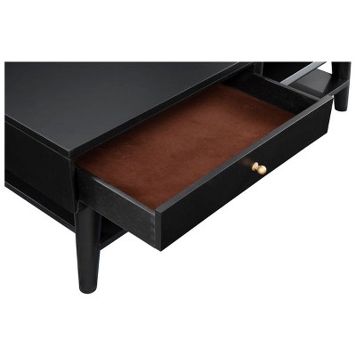 Mid-Century Modern Flynn Black Mahogany Coffee Table with Storage
