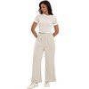 ATHLECHIC Women's 2 Piece Sets Short Sleeve Crew Neck Long Wide Leg with Pockets Pants - 2 of 4