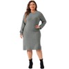 Agnes Orinda Women's Plus Size Crew Neck Long Sleeve Fall Fashion Knit Midi Pullover Sweater Dresses - 3 of 4
