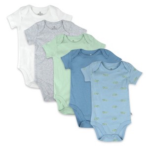 Honest Baby 5-Pack Organic Cotton Short Sleeve Bodysuits - 1 of 4