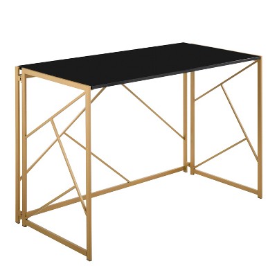 Folia Wood And Metal Computer Desk Black gold Lumisource Target