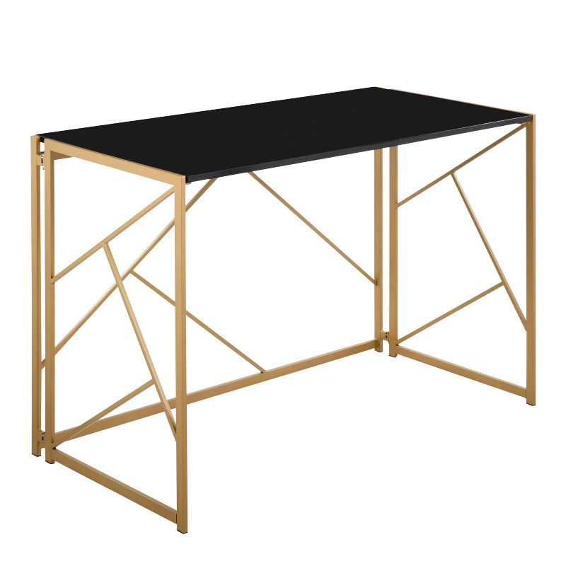 Folia Wood and Metal Computer Desk Black/Gold - Lumisource, 1 of 12