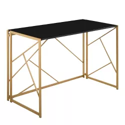 Folia Wood and Metal Computer Desk Black/Gold - Lumisource
