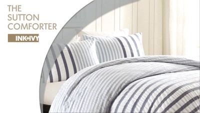 King Blue Cotton Reversible Comforter Set with Shams