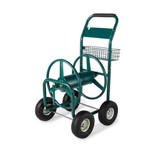 Liberty Garden Products Lbg-872-2 4 Wheel Hose Reel Cart Holds Up To 350  Feet Of 5/8 Hose With Basket For Backyard, Garden, Or Home, Green : Target