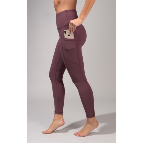 Yogalicious Womens Lux Elastic Free High Waist Side Pocket 7/8 Ankle  Legging - Mocha - X Small : Target
