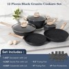 Aoibox 12-Piece Nonstick Cookware Set, Black Granite Induction Kitchen Cooking Set with Frying Pans, Saucepans, Steamer (PFAS, PFOA, PFOS Free) - 3 of 4