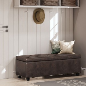NicBex Linen Storage Ottoman Bench,Storage Ottoman with Tufted Diamond Detail and Nailhead Trim,Storage Bench for Living Room,Bedroom - 1 of 4