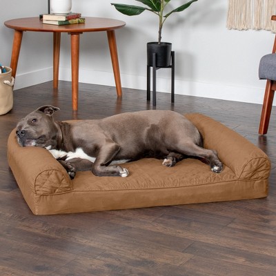 Large Warm Brown Quilted Orthopedic Sofa Dog Bed