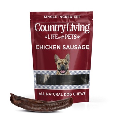 Country Living 4”-5” Beef Flavored Chicken Sausage Dog Treats – 15 Count Bag