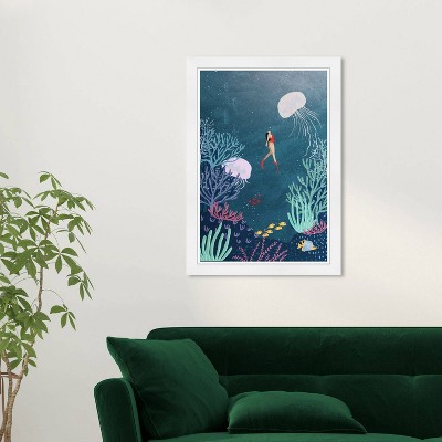 15"x21" Nautical Ocean Framed Wall Art Print Blue - Wynwood Studio: Modern Botanical Digital Art, Vertical Orientation