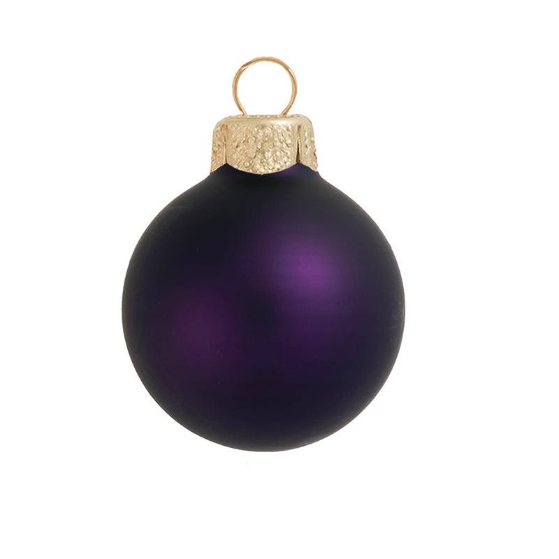 Northlight Matte Finish Glass Christmas Ball Ornaments - 4.75" (120mm) - Purple - 4ct, 1 of 2