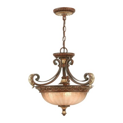 Livex Lighting Villa Verona 3 - Light Pendant in  Verona Bronze/Aged Gold Leaf