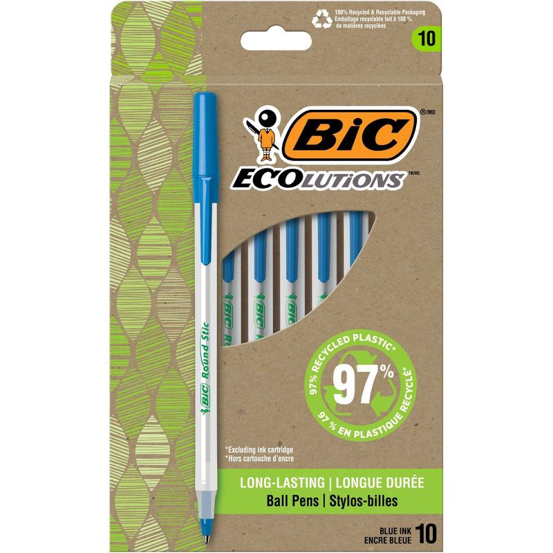 BiC 10pk ECOlutions Ballpoint Pens Blue Ink, 1 of 9