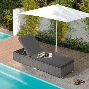 SUGOLD Outdoor Chaise Lounge Chair, All-Weather PE Wicker Patio Chaise Lounge Outdoor Pool Lounger, Gray Rattan Reclining Outdoor Chair with - 1 of 1