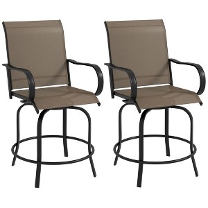 Resenkos Outdoor Bar Stools Set, 360° Swivel Bar Height Chairs, Steel, Mesh Fabric, - 1 of 4