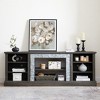 Gulches 70 in Gray Rectangular MDF Console Table with Faux Stacked Stone 3 Adjustable Shelves 6 Cable Cutouts Storage Cabinet - 2 of 4