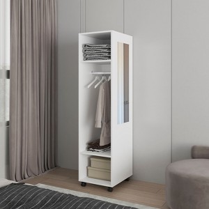 CAVINAS Tall Wardrobe Closet,Bedroom Storage Armoire with Mirror,2 Shelves,Dedicated Clothing Rod,Wardrobe Cabinet for Bedrooms,Dressing Room - 1 of 4