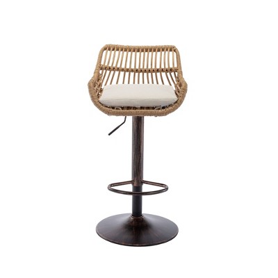 NicBex Set of 2 Bar Stools for Kitchen Island,Rattan Adjustable Counter Bar Stools with Footrest,Bar Chairs for Dining Rooms,Kitchens Islands