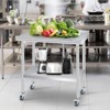 Stainless Steel Prep Table 36 x 24" w/Back splash, Adjustable Under-shelf & 4 Caster Wheels, Commercial Heavy Duty Table for Outdoor Use, Restaurants - 2 of 4