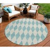 Teal Blue And Ivory Geometric Washable Indoor Outdoor Area Rug - 2 of 4