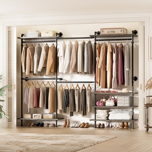 Aheaplus Garment Rack with Wood Shelves - 1 of 4