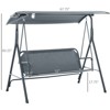 DSVIMOY 3-Person Porch Swing with Stand, Outdoor Swing with Adjustable Tilt Canopy and Comfortable Swing Bench-Style Seat, Gray, 67.75"*43.25"*60.25" - 3 of 4