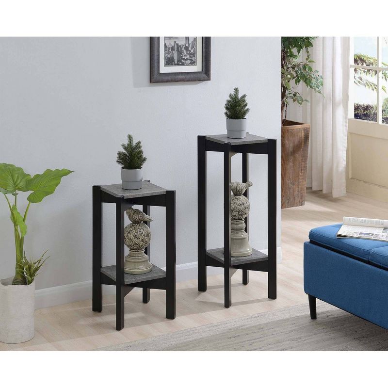 Planters and Potts Deluxe Square 2 Tier Plant Stand Faux Cement/Black - Breighton Home, 4 of 6