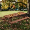 Dexmalle 8-person Wooden Outdoor Picnic Table Set w/ Umbrella Hole & Benches - 3 of 4