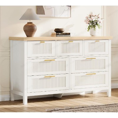 Dresser for Bedroom Rattan Chest of Dressers Tall Dresser for Closet with Drawers Boho Night Stand Large