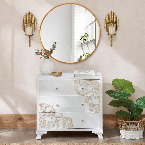 Dovelina Round Metal Framed Wall Mirror Bathroom Vanity Mirror - 20"dia ...