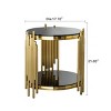 Living Room Double Layer Tempered Glass Coffee Table,Side Table With Open Storage Shelf And Metal Frame,Round Metal Coffee Table-Coolbibila - 4 of 4