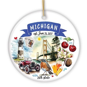 Artistic Michigan State Themes and Landmarks Christmas Ornament| OrnamentallyYou - 1 of 4