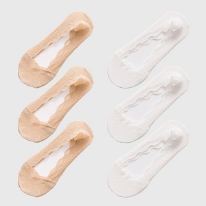 Anna-Kaci  Women's No Show Socks 6pk Invisible Liner Elegant Lace Design - 1 of 4