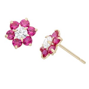 Junior Jewels 14K Yellow Gold Children's Cubic Zirconia Flower Earrings - 1 of 2