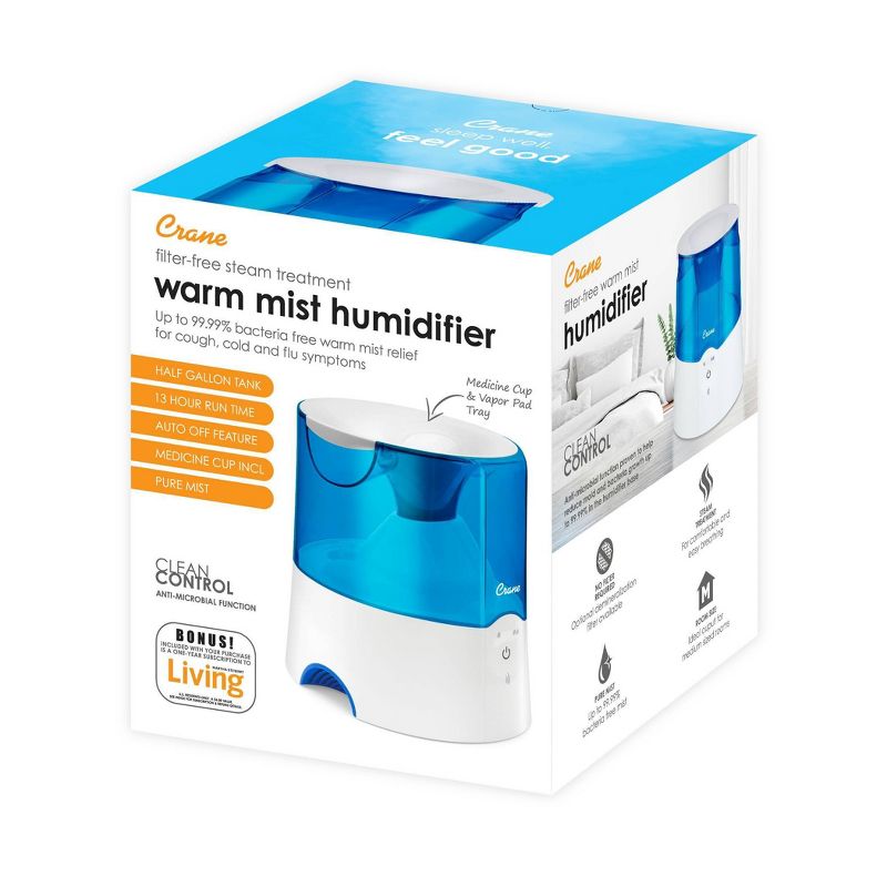 Crane Warm Mist Humidifier - Blue - 0.5gal, 6 of 7