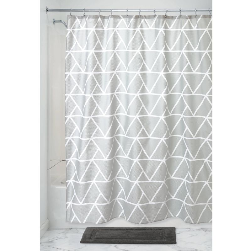 iDESIGN 70&#34;x72&#34;Connected Triangle Fabric Bathroom Shower Curtain Gray, 2 of 7