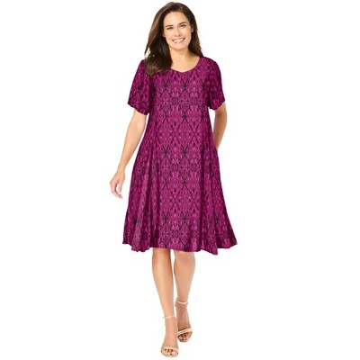 Woman Within Plus Size Short Crinkle Dress