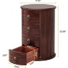 Gulches Solid Wood Round End Table with 4 Drawers, No Assembly Required Vintage Nightstand for Small Spaces, Living Room Bedroom - 3 of 3