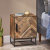 CAVINAS 15"Modern Nightstand with Wood Grain Design,Mid-century Bedside Table with 4 Iron Legs,Vintage Nightstand for Bedroom - 2 of 4