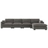 130" Modular Sectional Sofa L-Shape Folding Table Dual-Port Charging Side Storage Ottoman Chenille Foam 5 Seat Living Room - 2 of 4