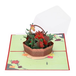 Unique Bargains Flower Basket Thickened Paper 3D Funny Birthday Cards for Best Friends Gift - 1 of 4